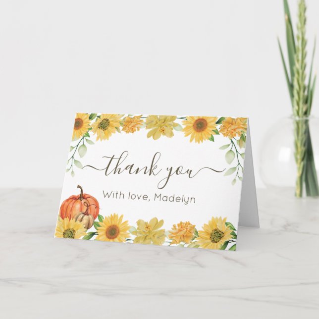Cartão De Agradecimento Sunflowers & Pumpkins thank you card (Frente)