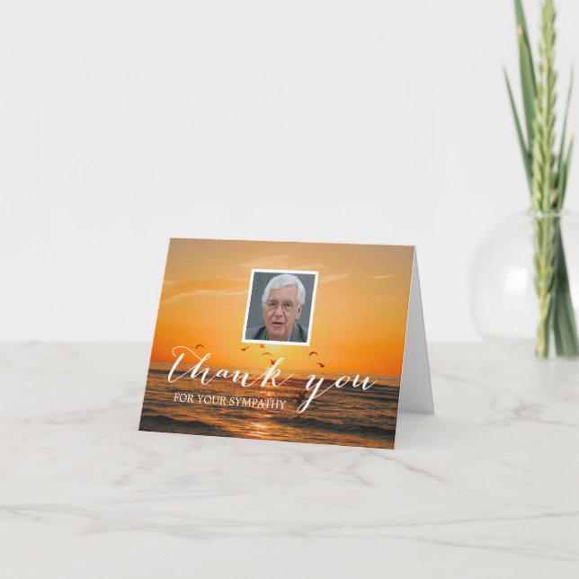Cartão De Agradecimento Sunset Beach Sympathy Memorial Photo Thank You (Frente)