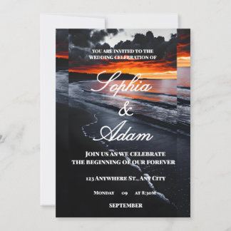 Cartão De Agradecimento Sunset Beach Wedding Invitation