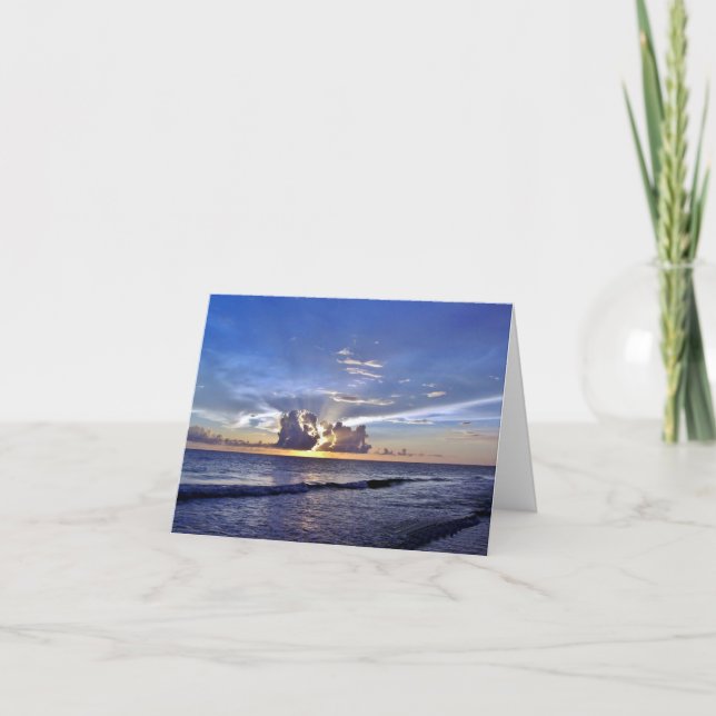 Cartão De Agradecimento Sunset na praia (Frente)