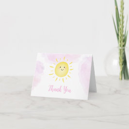 Cartão De Agradecimento Sunshine Clouds Pink Girl Aniversário