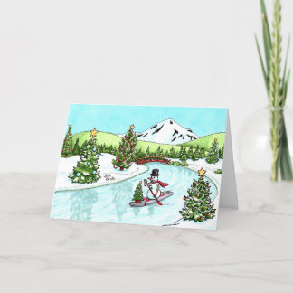Cartão De Agradecimento SUP Snowman Christmas Card