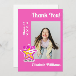 Cartão De Agradecimento Super Formando de Graduação Moderno - Rosa Editáve