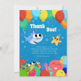 Cartão De Agradecimento Super Simples | Finny The Shark Ballons Aniversári