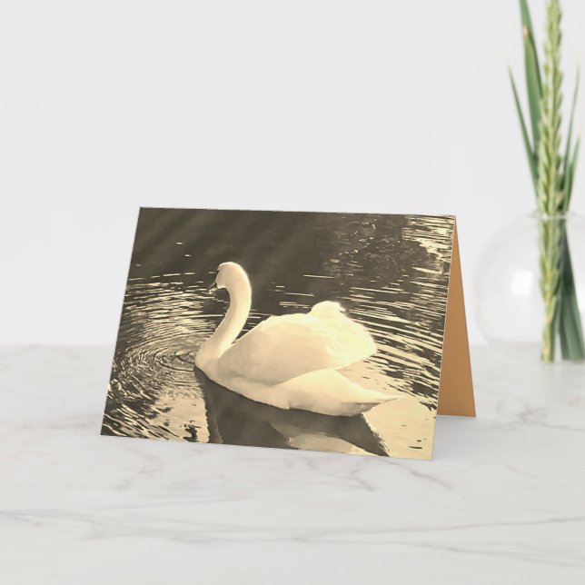 Cartão De Agradecimento Swan na Sépia (Frente)