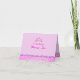 Cartão de Agradecimento sweet16 Tiara Rosa