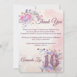 Cartão de agradecimento Sweet 16