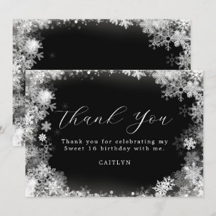Cartão De Agradecimento Sweet 16 Birthday Winter Wonderland Snowflake