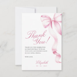 Cartão De Agradecimento Sweet 16 Pink Bow Thank You Card