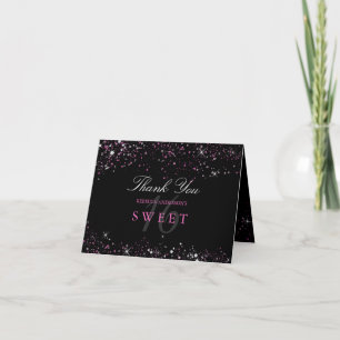 Cartão de Agradecimento Sweet 16 Preto Brilho Bril