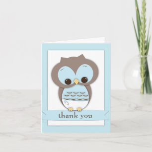 Cartão De Agradecimento Sweet Baby Owl Boy Thank You Card Blue