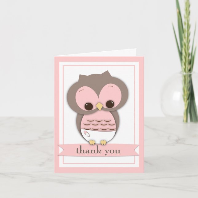 Cartão De Agradecimento Sweet Baby Owl Girl Thank You Card (Frente)