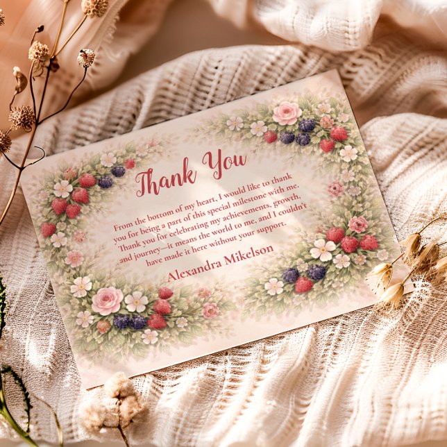 Cartão De Agradecimento Sweet Berry Garden 1st Birthday (Criador carregado)