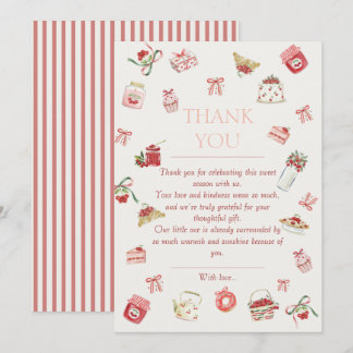 Cartão De Agradecimento Sweet Cherry Dessert Watercolor Baby Shower