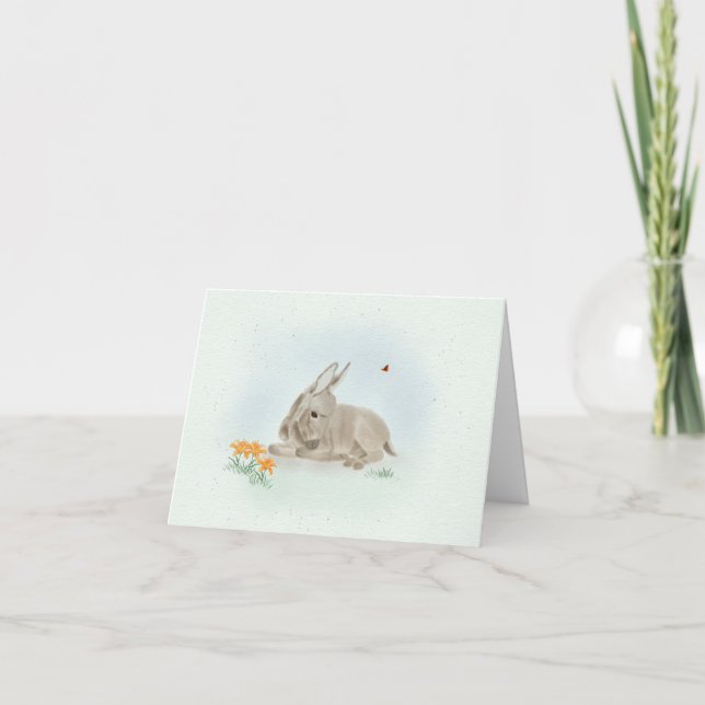 Cartão De Agradecimento Sweet Donkey and Wildflowers Small Greeting Card  (Frente)
