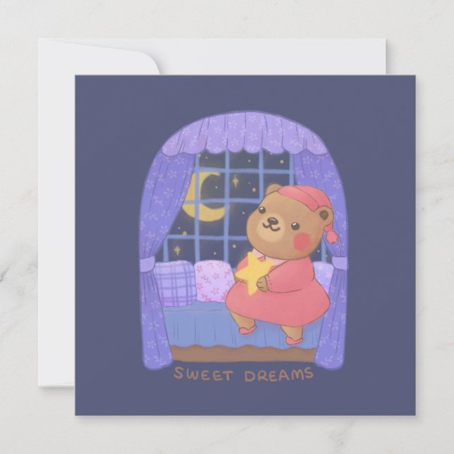 Cartão De Agradecimento Sweet Dreams: Teddy Bear Illustration (Frente)