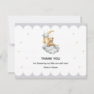 Cartão De Agradecimento Sweet Dreams Teddy Bear on the Moon