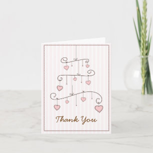 Cartão De Agradecimento Sweet Heart Pink Baby Girl Mobile Thank You Card