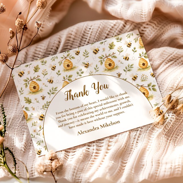 Cartão De Agradecimento Sweet Honey Bee Wild One Birthday (Criador carregado)
