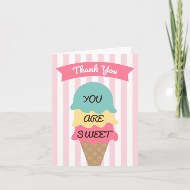 Cartão De Agradecimento Sweet Ice Cream Social Thank You Card (Frente)