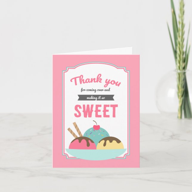 Cartão De Agradecimento Sweet Ice Cream Sundae Social Thank You Card (Frente)