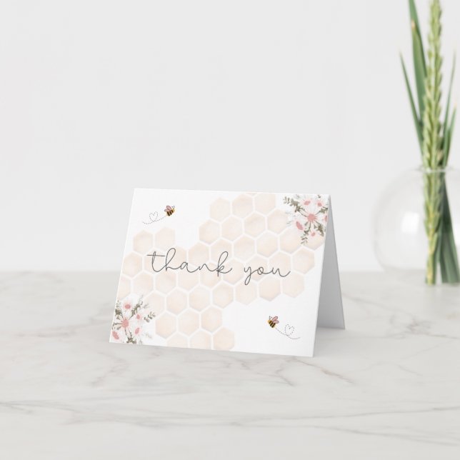 Cartão De Agradecimento Sweet Little Honey Baby Shower Thank You Card (Frente)