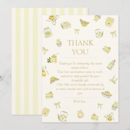 Cartão De Agradecimento Sweet Little Lemon Watercolor Baby Shower 