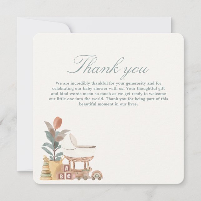 Cartão De Agradecimento Sweet Little One Baby Shower Card (Frente)