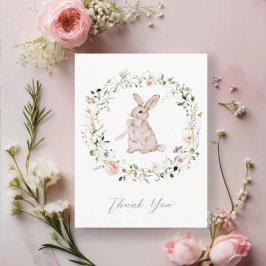 Cartão De Agradecimento Sweet Meadow Bunny & Wildflowers Baby Shower