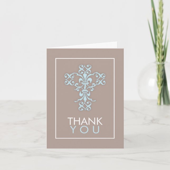 Cartão De Agradecimento Sweet & Modern Cross in Blue Thank You Card (Frente)