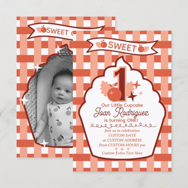 Cartão De Agradecimento Sweet One Photo Invitations Flat Thank You Card (Frente/Verso)