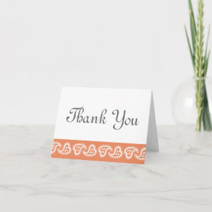 Cartão De Agradecimento Sweet Paisley Hearts in Coral Thank You Card
