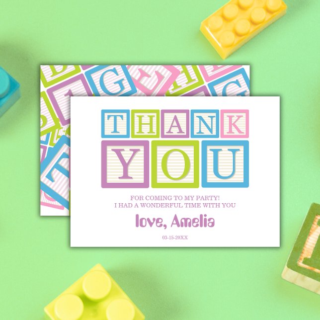 Cartão De Agradecimento Sweet Pastel Block Lettering (Criador carregado)