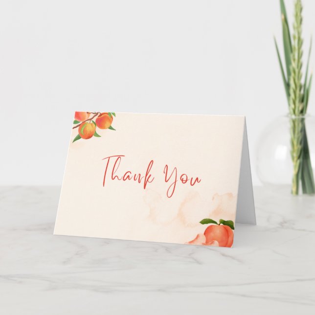 Cartão De Agradecimento Sweet Peach Baby Shower Thank You Card (Frente)