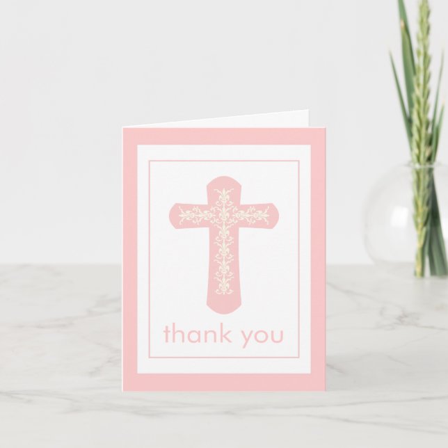Cartão De Agradecimento Sweet Pink Cross Thank You Card (Frente)