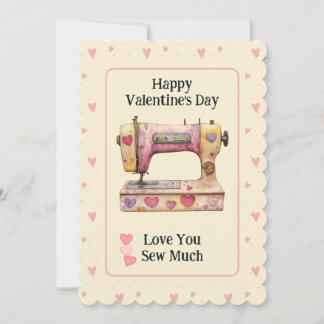 Cartão De Agradecimento Sweet Sewing Machine Hearts Valentine Day Card