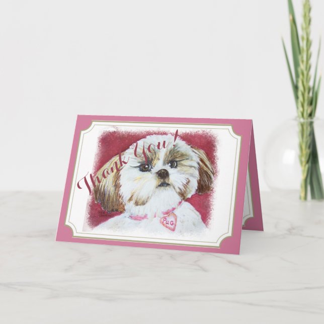 Cartão De Agradecimento Sweet Shih Tzu THANK YOU (Frente)