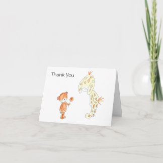 Cartão De Agradecimento Sweet Thank You Card - Baby Bear and Giraffe