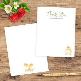 Cartão De Agradecimento Sweet Watercolor Chick Baby Shower 