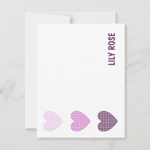 Cartão De Agradecimento Sweetheart Gingham: Papel de Carta Personalizado p