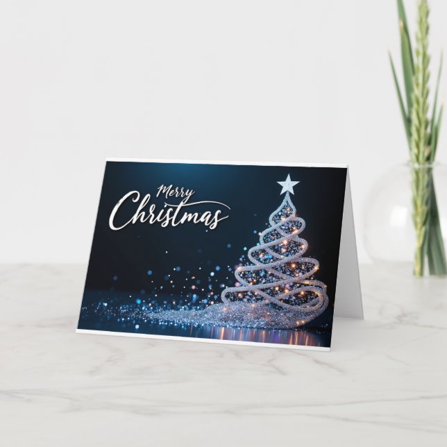 Cartão De Agradecimento Swirling Sparkle Tree – Christmas Card (Frente)