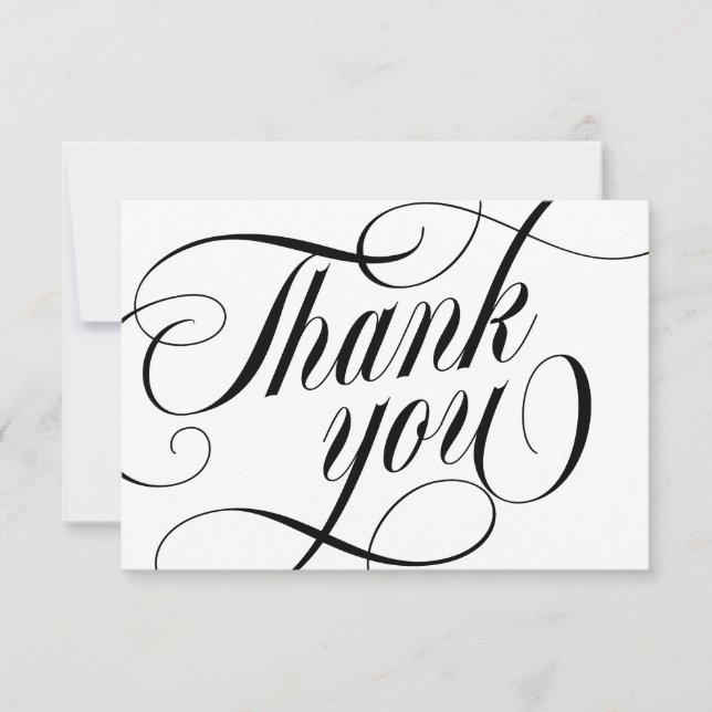 Cartão De Agradecimento Swirly Elegant Black Script Thank You With Love (Frente)