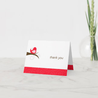 Cartão De Agradecimento Swirly Red Bird Note Card Thank You Note Folded