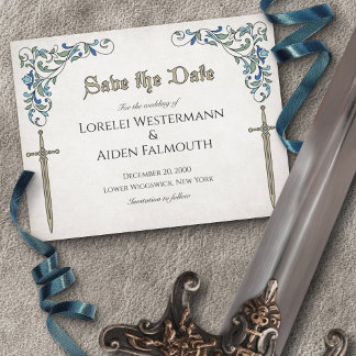 Cartão De Agradecimento Swords Gamer Fantasy Wedding