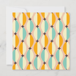 Cartão De Agradecimento Symmetrical retro pattern with interlocking teal