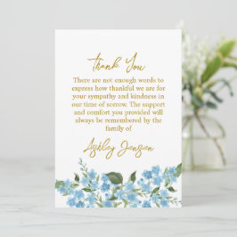 Cartão De Agradecimento Sympathy Forget me not Thank You Card