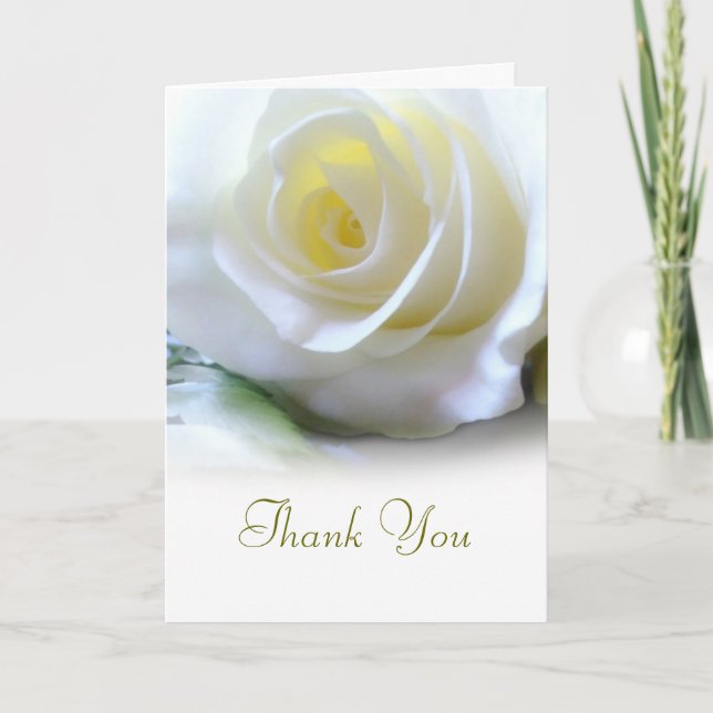 Cartão De Agradecimento Sympathy Funeral Floral White Rose Thank You (Frente)
