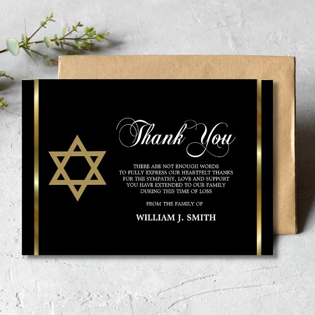 Cartão De Agradecimento Sympathy Jewish Star of David THANK YOU | PHOTO (Criador carregado)
