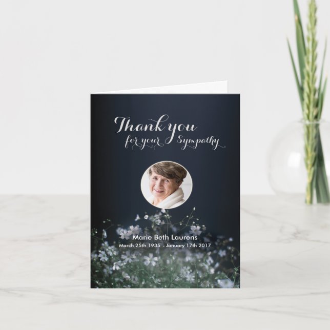 Cartão De Agradecimento Sympathy Memorial Flower Thank You card with Photo (Frente)
