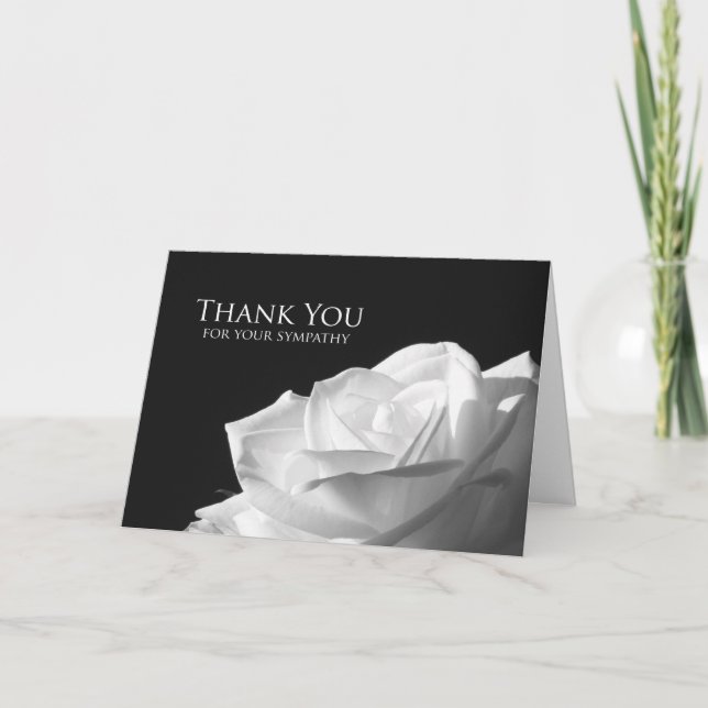 Cartão De Agradecimento Sympathy Memorial Thank You Card -- White Rose (Frente)